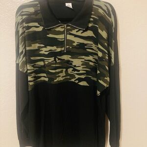 Camouflage Zip-Up Long Sleeve Women's Top